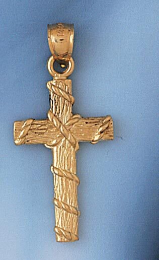 Cross Pendant Necklace Charm Bracelet in Yellow, White or Rose Gold 8033
