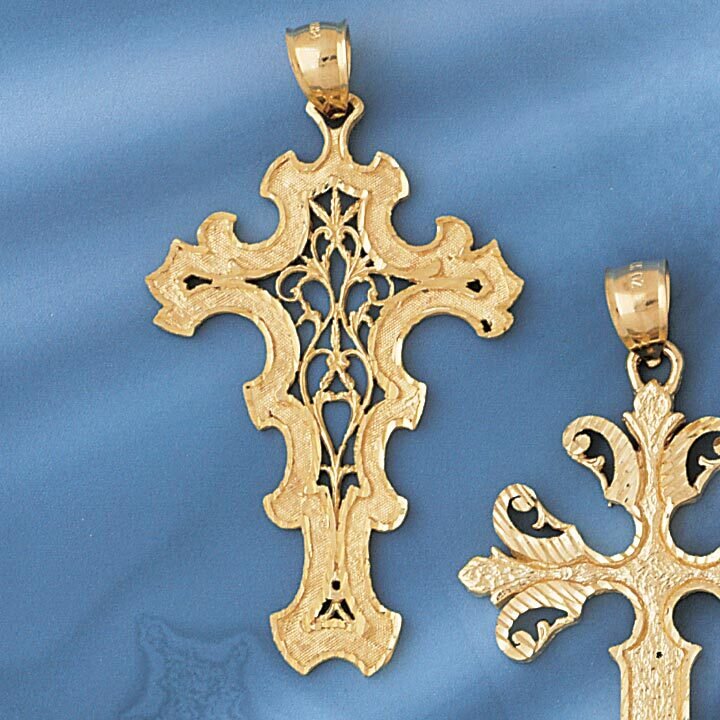 Dazzlers Jewelry Cross Pendant Necklace Charm Bracelet in Yellow, White or Rose Gold 8052, MPN: DZ-…