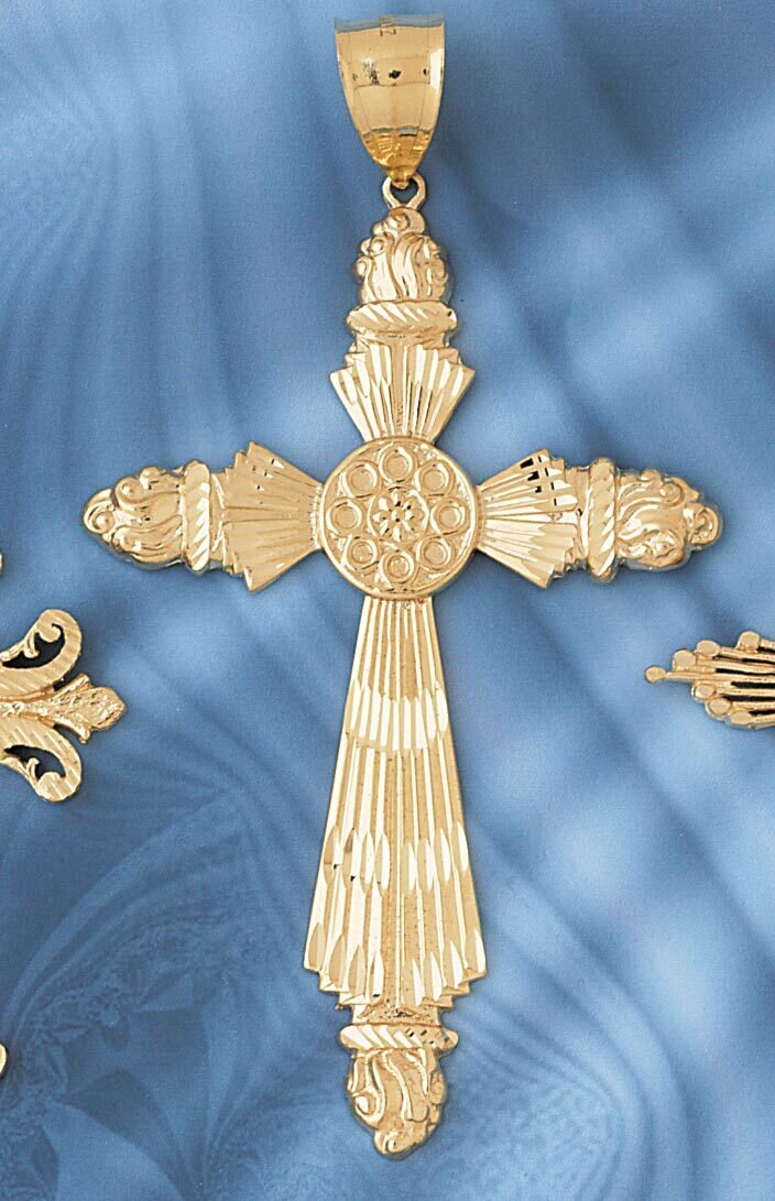 Dazzlers Jewelry Cross Pendant Necklace Charm Bracelet in Yellow, White or Rose Gold 8054, MPN: DZ-…