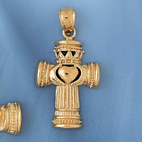 Dazzlers Jewelry Cross Pendant Necklace Charm Bracelet in Yellow, White or Rose Gold 8063, MPN: DZ-…