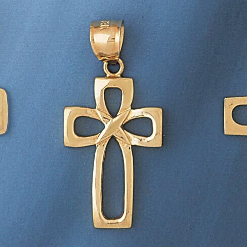 Dazzlers Jewelry Cross Pendant Necklace Charm Bracelet in Yellow, White or Rose Gold 8076, MPN: DZ-…