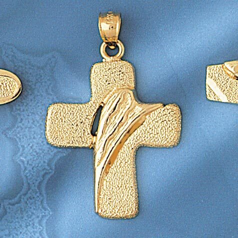 Cross Pendant Necklace Charm Bracelet in Yellow, White or Rose Gold 8086