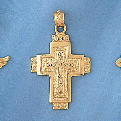 Dazzlers Jewelry Cross Pendant Necklace Charm Bracelet in Yellow, White or Rose Gold 8103, MPN: DZ-…