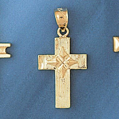Dazzlers Jewelry Cross Pendant Necklace Charm Bracelet in Yellow, White or Rose Gold 8109, MPN: DZ-…