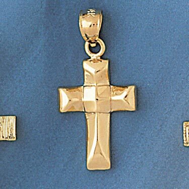 Cross Pendant Necklace Charm Bracelet in Yellow, White or Rose Gold 8110