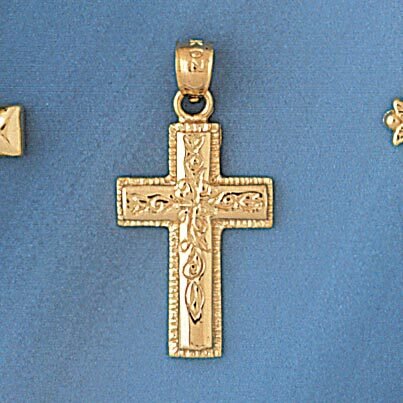 Dazzlers Jewelry Cross Pendant Necklace Charm Bracelet in Yellow, White or Rose Gold 8111, MPN: DZ-…