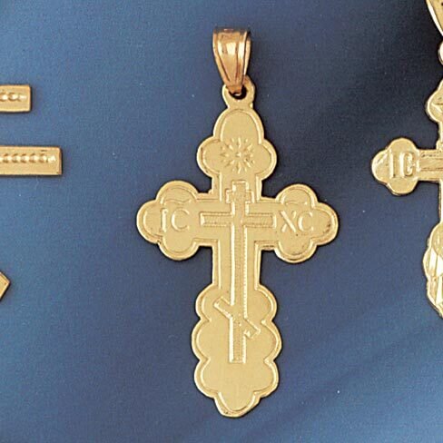 Cross Pendant Necklace Charm Bracelet in Yellow, White or Rose Gold 8235
