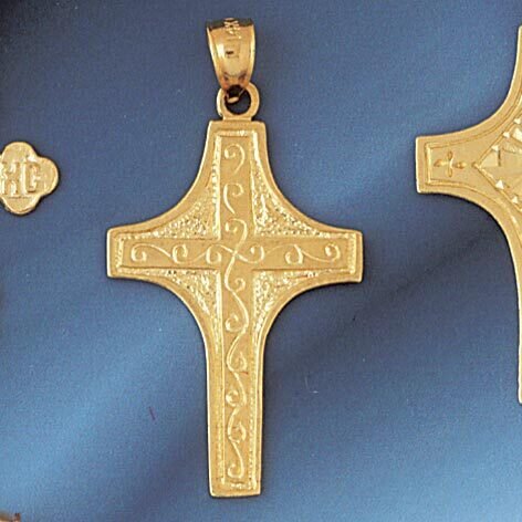 Dazzlers Jewelry Cross Pendant Necklace Charm Bracelet in Yellow, White or Rose Gold 8237, MPN: DZ-…