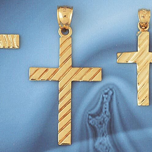 Cross Pendant Necklace Charm Bracelet in Yellow, White or Rose Gold 8245