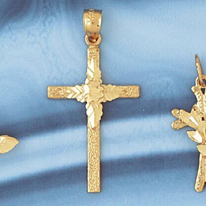 Dazzlers Jewelry Cross Pendant Necklace Charm Bracelet in Yellow, White or Rose Gold 8254, MPN: DZ-…