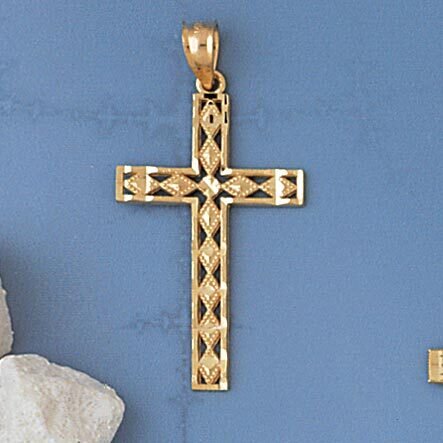 Dazzlers Jewelry Cross Pendant Necklace Charm Bracelet in Yellow, White or Rose Gold 8271, MPN: DZ-…