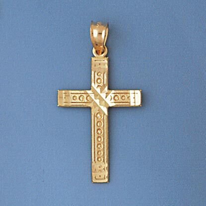 Cross Pendant Necklace Charm Bracelet in Yellow, White or Rose Gold 8272