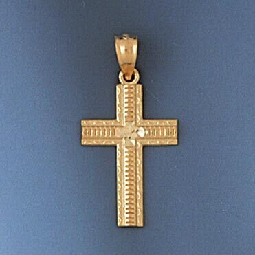 Cross Pendant Necklace Charm Bracelet in Yellow, White or Rose Gold 8276