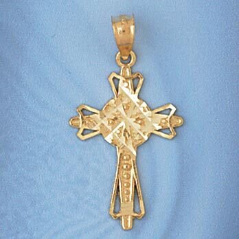 Cross Pendant Necklace Charm Bracelet in Yellow, White or Rose Gold 8283