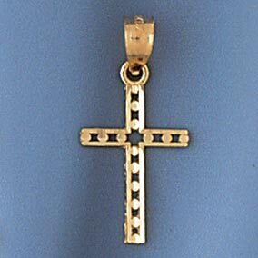 Cross Pendant Necklace Charm Bracelet in Yellow, White or Rose Gold 8285