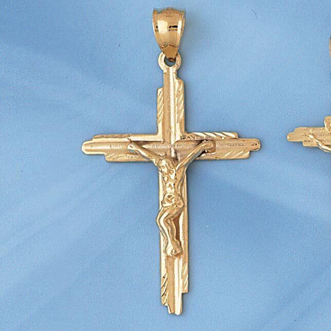 Dazzlers Jewelry Jesus Christ on Cross Pendant Necklace Charm Bracelet in Yellow, White or Rose Gol…