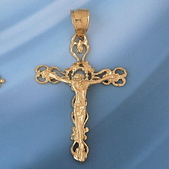 Dazzlers Jewelry Jesus Christ on Cross Pendant Necklace Charm Bracelet in Yellow, White or Rose Gol…