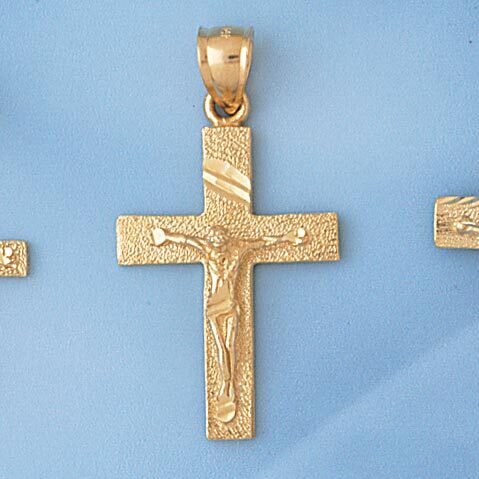 Dazzlers Jewelry Jesus Christ on Cross Pendant Necklace Charm Bracelet in Yellow, White or Rose Gol…