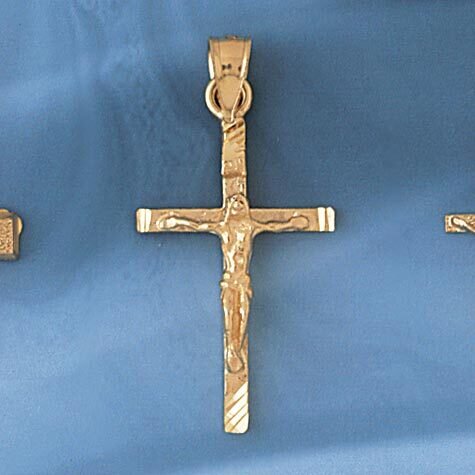 Dazzlers Jewelry Jesus Christ on Cross Pendant Necklace Charm Bracelet in Yellow, White or Rose Gol…