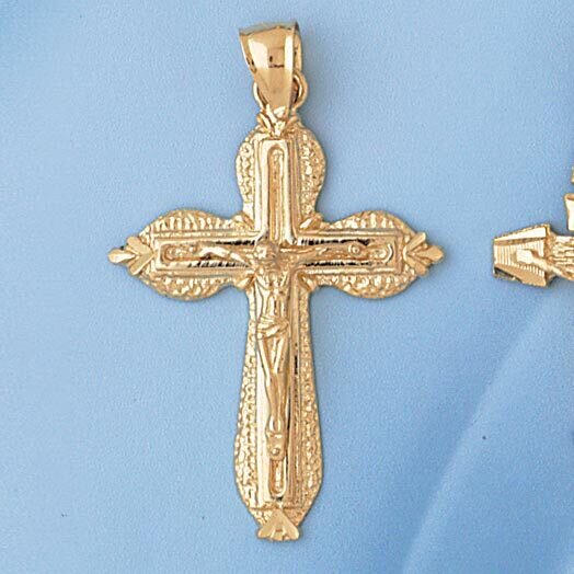 Dazzlers Jewelry Jesus Christ on Cross Pendant Necklace Charm Bracelet in Yellow, White or Rose Gol…