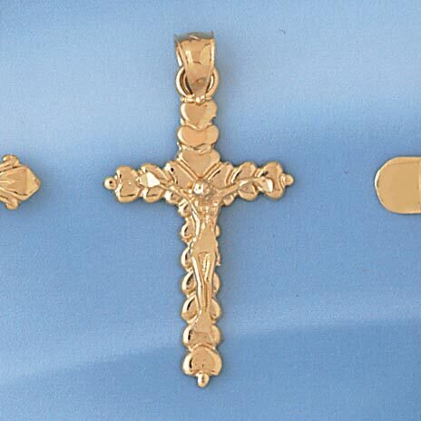 Dazzlers Jewelry Jesus Christ on Cross Pendant Necklace Charm Bracelet in Yellow, White or Rose Gol…
