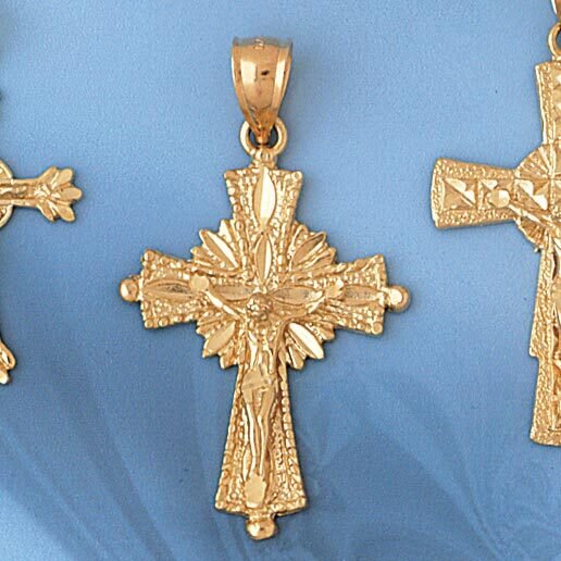 Dazzlers Jewelry Jesus Christ on Cross Pendant Necklace Charm Bracelet in Yellow, White or Rose Gol…