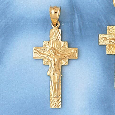 Dazzlers Jewelry Jesus Christ on Cross Pendant Necklace Charm Bracelet in Yellow, White or Rose Gol…
