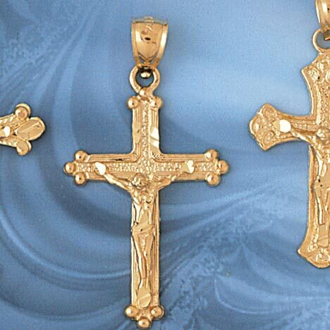 Dazzlers Jewelry Jesus Christ on Cross Pendant Necklace Charm Bracelet in Yellow, White or Rose Gol…
