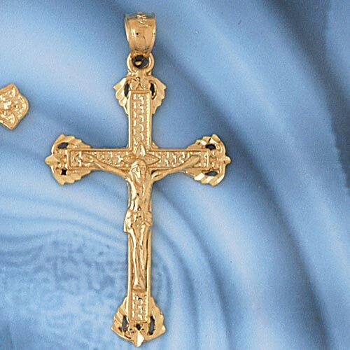 Dazzlers Jewelry Jesus Christ on Cross Pendant Necklace Charm Bracelet in Yellow, White or Rose Gol…