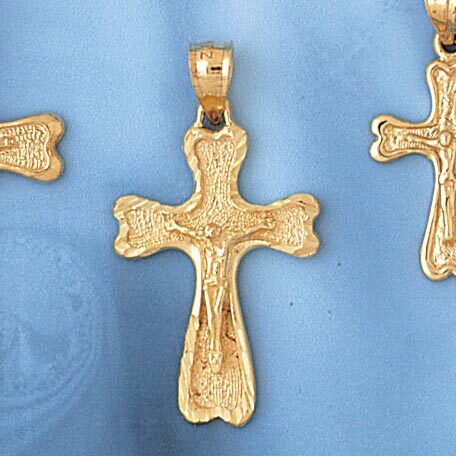 Dazzlers Jewelry Jesus Christ on Cross Pendant Necklace Charm Bracelet in Yellow, White or Rose Gol…