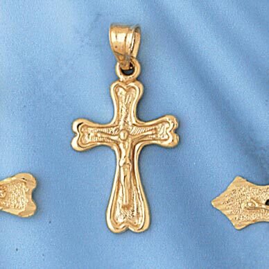 Dazzlers Jewelry Jesus Christ on Cross Pendant Necklace Charm Bracelet in Yellow, White or Rose Gol…