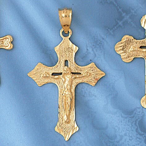 Dazzlers Jewelry Jesus Christ on Cross Pendant Necklace Charm Bracelet in Yellow, White or Rose Gol…