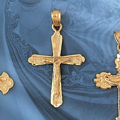 Dazzlers Jewelry Jesus Christ on Cross Pendant Necklace Charm Bracelet in Yellow, White or Rose Gol…