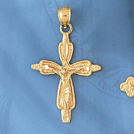 Dazzlers Jewelry Jesus Christ on Cross Pendant Necklace Charm Bracelet in Yellow, White or Rose Gol…