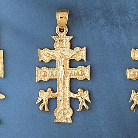 Dazzlers Jewelry Jesus Christ on Cross Pendant Necklace Charm Bracelet in Yellow, White or Rose Gol…