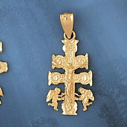 Dazzlers Jewelry Jesus Christ on Cross Pendant Necklace Charm Bracelet in Yellow, White or Rose Gol…