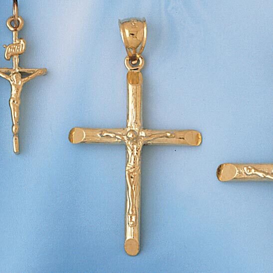 Dazzlers Jewelry Jesus Christ on Cross Pendant Necklace Charm Bracelet in Yellow, White or Rose Gol…