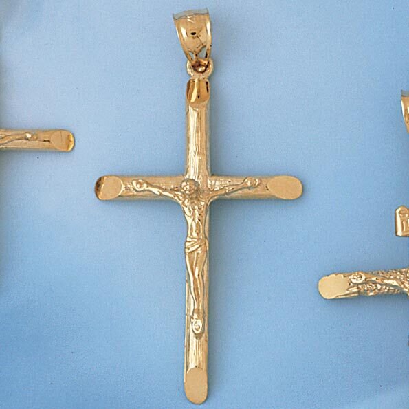 Dazzlers Jewelry Jesus Christ on Cross Pendant Necklace Charm Bracelet in Yellow, White or Rose Gol…