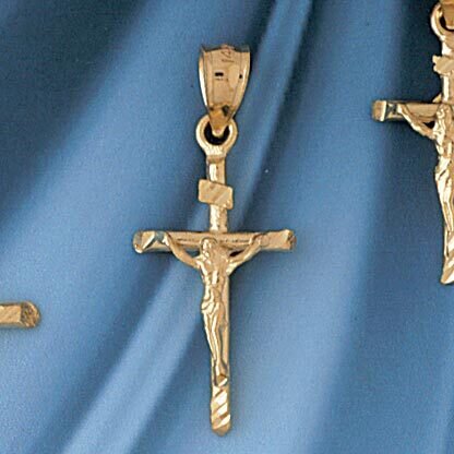 Dazzlers Jewelry Jesus Christ on Cross Pendant Necklace Charm Bracelet in Yellow, White or Rose Gol…