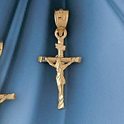 Dazzlers Jewelry Jesus Christ on Cross Pendant Necklace Charm Bracelet in Yellow, White or Rose Gol…