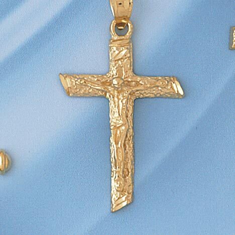 Dazzlers Jewelry Jesus Christ on Cross Pendant Necklace Charm Bracelet in Yellow, White or Rose Gol…