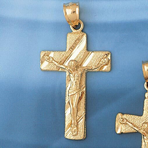 Dazzlers Jewelry Jesus Christ on Cross Pendant Necklace Charm Bracelet in Yellow, White or Rose Gol…