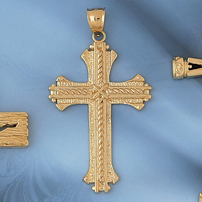 Dazzlers Jewelry Cross Pendant Necklace Charm Bracelet in Yellow, White or Rose Gold 8119, MPN: DZ-…