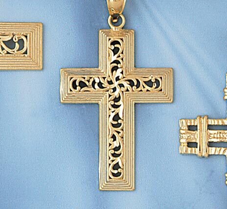 Dazzlers Jewelry Cross Pendant Necklace Charm Bracelet in Yellow, White or Rose Gold 8122, MPN: DZ-…