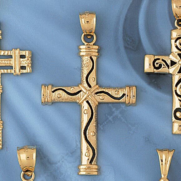Dazzlers Jewelry Cross Pendant Necklace Charm Bracelet in Yellow, White or Rose Gold 8124, MPN: DZ-…