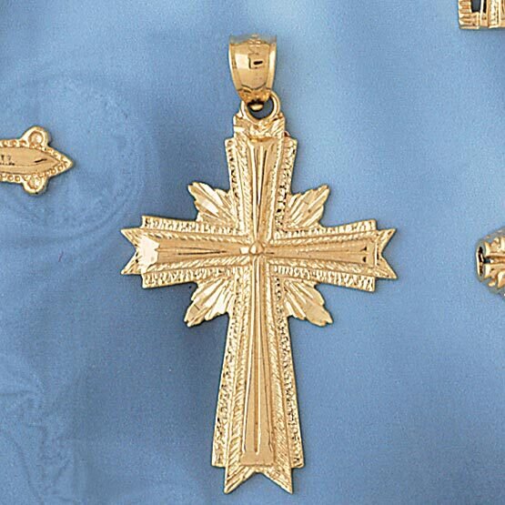 Dazzlers Jewelry Cross Pendant Necklace Charm Bracelet in Yellow, White or Rose Gold 8129, MPN: DZ-…