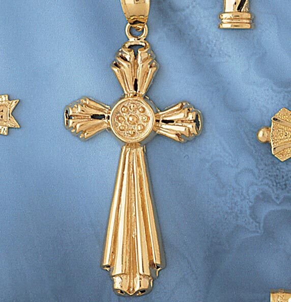 Dazzlers Jewelry Cross Pendant Necklace Charm Bracelet in Yellow, White or Rose Gold 8130, MPN: DZ-…