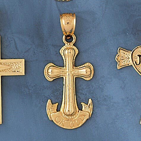 Dazzlers Jewelry Cross Pendant Necklace Charm Bracelet in Yellow, White or Rose Gold 8137, MPN: DZ-…
