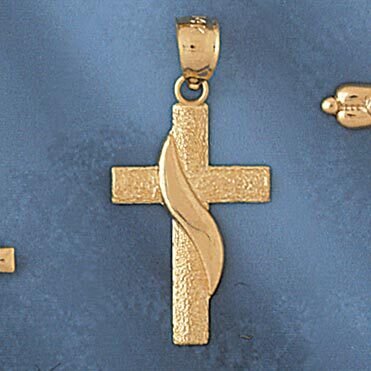 Cross Pendant Necklace Charm Bracelet in Yellow, White or Rose Gold 8148