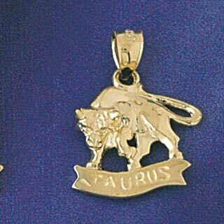 Taurus Bull Zodiac Pendant Necklace Charm Bracelet in Yellow, White or Rose Gold 9226
